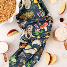 Load image into Gallery viewer, Midnight Flora & Fauna Kitchen Tea Towel