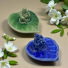 Load image into Gallery viewer, Buddha on Leaf Ceramic Incense Holder

