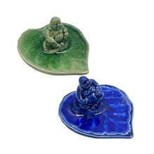 Load image into Gallery viewer, Buddha on Leaf Ceramic Incense Holder
