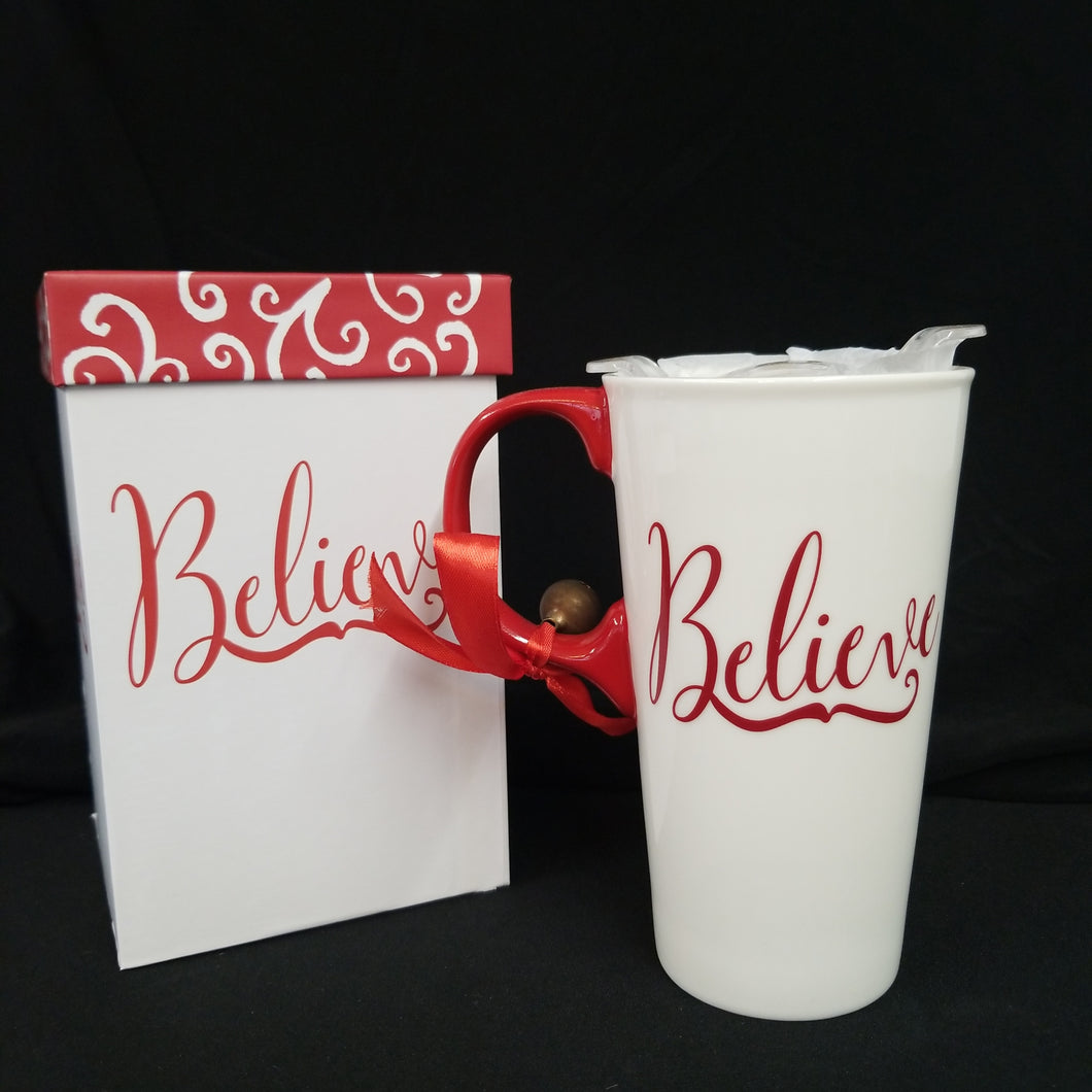 Ceramic Travel Cup - Red/Believe