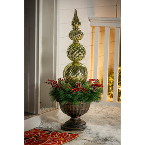 Gold Finial LED Ornament w/Wreath in Urn