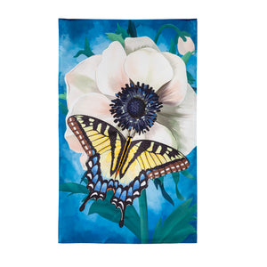 Anemone and Butterfly Applique Garden Flag