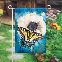 Load image into Gallery viewer, Anemone and Butterfly Applique Garden Flag

