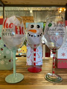 Wine Glass - Snowman