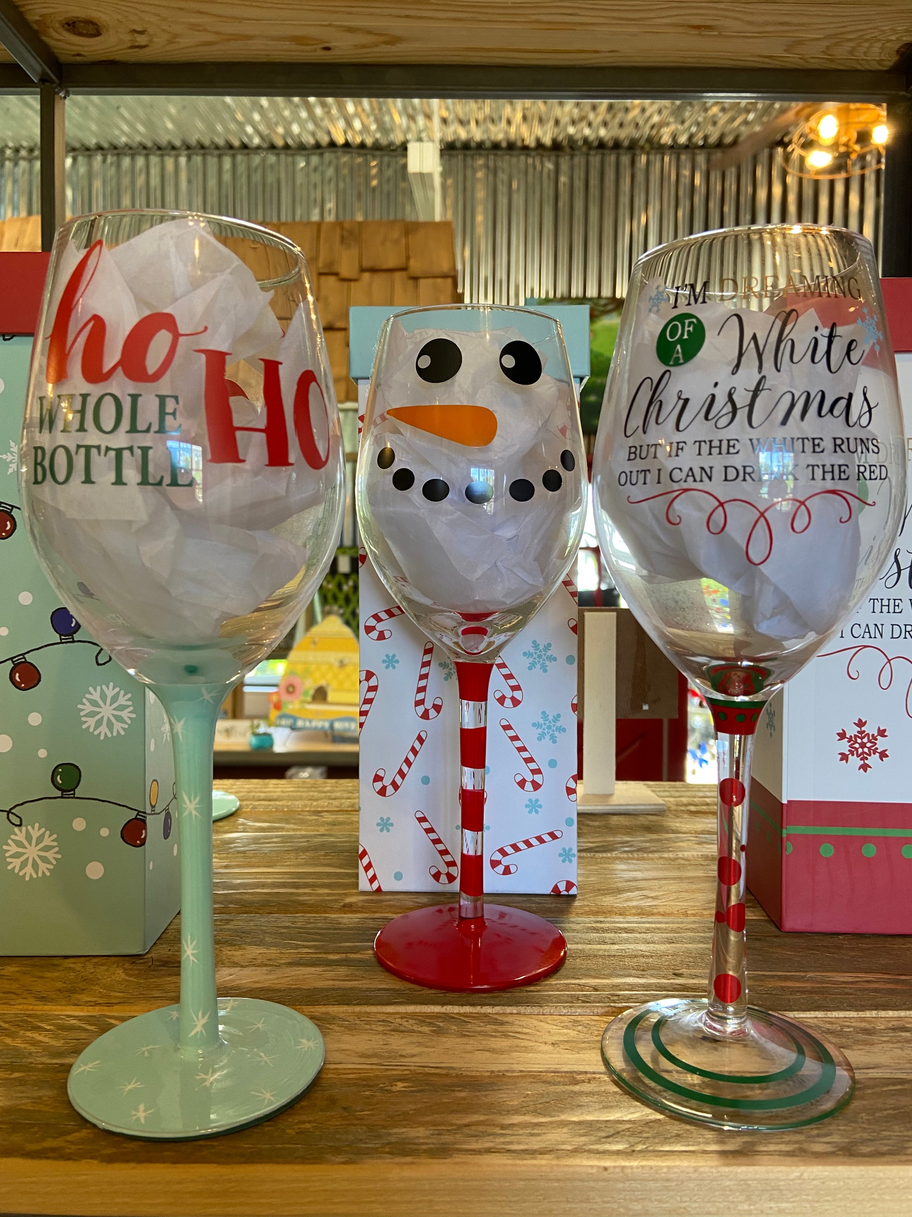 Wine Glass - White Christmas – Little Red Wagon Native Nursery