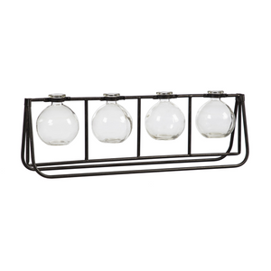 Glass Vases with Metal Rack